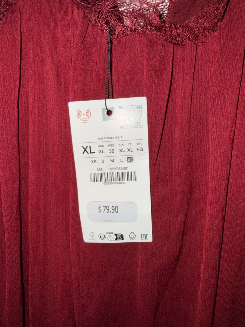 Zara Burgundy Midi Dress with Spaghetti Straps - Picture 8 of 8